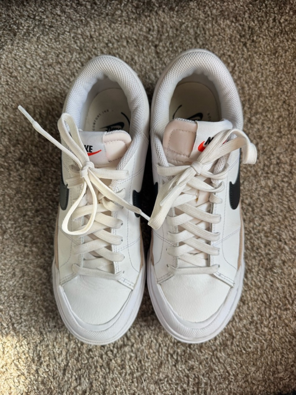 Nike Court Legacy Lift Athletic Sneakers White Black Lace-Up Low Top - Picture 3 of 9